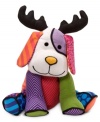 A modern take on the traditional Christmas reindeer, this musical plush toy features the bold colors and patterns of acclaimed Brazilian artist Romero Britto.