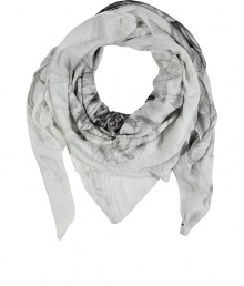 With an artfully illustrated fantastical flower print, McQ Alexander McQueens square scarf lends a unique edge to any outfit - Stitched edges - Wear with an oversized tissue tee, a leather jacket and edgy coated skinnies With an artfully illustrated fantastical flower print, McQ Alexander McQueens square scarf lends a unique edge to any outfit - Stitched edges - Wear with an oversized tissue tee, a leather jacket and edgy coated skinnies