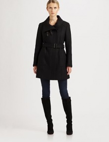 Featuring striking seams, leather tab details and classic ribbed-knit trim, this coat made from an Italian virgin wool blend is a must-wear.Leather tabs on collarConcealed zipper closureBelted silhouettePatch pocketsRibbed-knit trimFully linedAbout 33 from shoulder to hem80% virgin wool/20% nylonDry clean by leather specialistImported of Italian fabric Model shown is 5'11 (180cm) wearing US size 2. Featuring striking seams, leather tab details and classic ribbed-knit trim, this coat made from an Italian virgin wool blend is a must-wear.Leather tabs on collarConcealed zipper closureBelted silhouettePatch pocketsRibbed-knit trimFully linedAbout 33 from shoulder to hem80% virgin wool/20% nylonDry clean by leather specialistImported of Italian fabric Model shown is 5'11 (180cm) wearing US size 2.