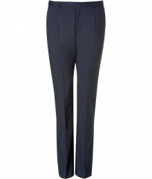 Classic pants (Heise model) in fine navy virgin wool with elegant pin stripes - New: slightly lower, more casual rise - Modern slim fit with slanted pockets - The creases make a particularly slim silhouette - Lightweight, high quality workmanship, comfortable - A favorite pair of pants you can wear for a lifetime - Brilliant for numerous occasions from casual to festive - Style: put with a dress shirt, cashmere pullover, cool shirt and/or jacket Classic pants (Heise model) in fine navy virgin wool with elegant pin stripes - New: slightly lower, more casual rise - Modern slim fit with slanted pockets - The creases make a particularly slim silhouette - Lightweight, high quality workmanship, comfortable - A favorite pair of pants you can wear for a lifetime - Brilliant for numerous occasions from casual to festive - Style: put with a dress shirt, cashmere pullover, cool shirt and/or jacket