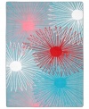 Fashionably retro, this energetic rug sets off fireworks in any room. Bold bursts of red, pink and blue are designed in a durable nylon construction that adds life to every space.