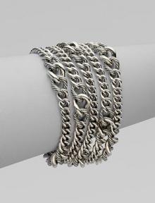 An edgy take on elegance, five sterling silver chains make a statement.Sterling silver Length, about 7¼ Imported An edgy take on elegance, five sterling silver chains make a statement.Sterling silver Length, about 7¼ Imported