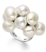 A fun update to the traditional pearl ring, this chic cluster combines cultured freshwater pearls (12-14 mm) for an effervescent aesthetic. Set in sterling silver. Size 7.