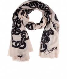 Ultra feminine and equally eye-catching, Diane von Furstenbergs cashmere chain print scarf is an Uptown-chic choice for both indoors and out - Allover chain link print, frayed ends - Wear with cashmere pullovers, or wrapped around sleek leather jackets Ultra feminine and equally eye-catching, Diane von Furstenbergs cashmere chain print scarf is an Uptown-chic choice for both indoors and out - Allover chain link print, frayed ends - Wear with cashmere pullovers, or wrapped around sleek leather jackets