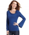 Bell sleeves and a twist at the neckline make T Tahari's extra-soft top look brilliant.