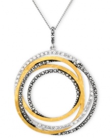 A shapely mix of sparkle and shine. Genevieve & Grace's chic circular pendant features a graduated design in sterling silver and 18k gold over sterling silver with glittering marcasite accents. Approximate length: 17 inches. Approximate drop: 1-7/8 inches. A shapely mix of sparkle and shine. Genevieve & Grace's chic circular pendant features a graduated design in sterling silver and 18k gold over sterling silver with glittering marcasite accents. Approximate length: 17 inches. Approximate drop: 1-7/8 inches.