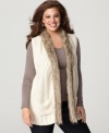 Add a layer of luxury to your casual look with Style&co.'s plus size sweater vest, accented by faux fur trim. (Clearance)