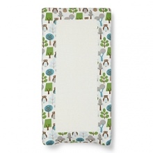 Wide-eyed owls scatter among leafy trees in shades of soft blue, green, brown and grey on a light blue background. Center is in soft terry.The American Academy of Pediatrics and the U.S. Consumer Product Safety Commission have made recommendations for safe bedding practices for babies. When putting infants under 12 months to sleep, remove pillows, quilts, comforters, and other soft items from the crib. Wide-eyed owls scatter among leafy trees in shades of soft blue, green, brown and grey on a light blue background. Center is in soft terry.The American Academy of Pediatrics and the U.S. Consumer Product Safety Commission have made recommendations for safe bedding practices for babies. When putting infants under 12 months to sleep, remove pillows, quilts, comforters, and other soft items from the crib.