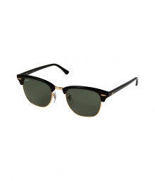 A counter-culture favorite as stylish today as ever, Ray-Bans Clubmaster sunglasses lend a timeless retro feel to every outfit - Black plastic half-frames and handles, gold-toned metal half-frames and bridge, clear nose-pieces, charcoal G-15 XLT semi-mirrored lenses - Lens filter category 3 - Comes with a logo-stamped semi-hard carrying case - An iconic choice destined to become your four season favorites A counter-culture favorite as stylish today as ever, Ray-Bans Clubmaster sunglasses lend a timeless retro feel to every outfit - Black plastic half-frames and handles, gold-toned metal half-frames and bridge, clear nose-pieces, charcoal G-15 XLT semi-mirrored lenses - Lens filter category 3 - Comes with a logo-stamped semi-hard carrying case - An iconic choice destined to become your four season favorites