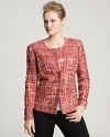 Finish your look with uptown polish in this Jones New York Collection tweed jacket, designed in a vibrant plaid pattern.