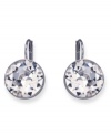 Keep it simple with these sparkling drop earrings from Swarovski, featuring a stunning crystal in the center of rhodium-plated mixed metal. Approximate drop: 1 inch.