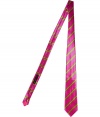 Elegant tie in fine, pure silk - A vibrantly sleek look from Italian luxury label Etro - Bold, magenta, green and orange stripe motif - Medium-width cut is classically cool and polished to perfection - Ideal for work and evenings out - Pair with a crisp, white button down and a dark suit - Also makes a superb gift