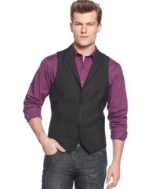 Distinguish your look. This dapper vest from Alfani dials up your dress wardrobe. Distinguish your look. This dapper vest from Alfani dials up your dress wardrobe.