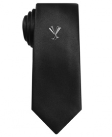 Toast the town with sleek minimalist style. This Alfani RED skinny tie comes with a champagne flutes tie pin. Toast the town with sleek minimalist style. This Alfani RED skinny tie comes with a champagne flutes tie pin.