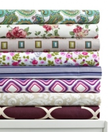 Printed perfect! From paisley to floral to striped and so much more, this Printed Microfiber sheet set wakes up your space with bright hues and sweet designs. Choose from an assortment of eight. Printed perfect! From paisley to floral to striped and so much more, this Printed Microfiber sheet set wakes up your space with bright hues and sweet designs. Choose from an assortment of eight.