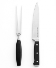 Your expertly-cooked bird deserves a cut above the rest. This professional carving set includes a slicer and fork to get a serious handle on your culinary masterpieces. Forged high-carbon constructions with triple riveted handles keep balance, superior strength and comfort in your hand. Your expertly-cooked bird deserves a cut above the rest. This professional carving set includes a slicer and fork to get a serious handle on your culinary masterpieces. Forged high-carbon constructions with triple riveted handles keep balance, superior strength and comfort in your hand.