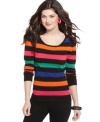 Say What? unlocks the rainbow with a striped sweater that taps into your colorful side!