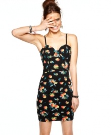 Panels of fruit print stretch across this corset-style dress from Material Girl -- and create a chic look for girls who just want to have fun! Panels of fruit print stretch across this corset-style dress from Material Girl -- and create a chic look for girls who just want to have fun!