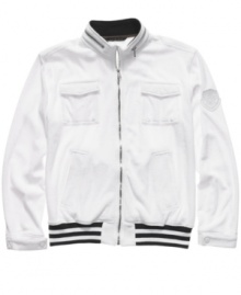 Zip into this luxe terry-cloth track jacket from Sean John and commence relaxation. Zip into this luxe terry-cloth track jacket from Sean John and commence relaxation.