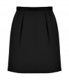 Finish your look on an impossibly feminine note with Tara Jarmons jet black pleated wool skirt, perfect for showcasing breezy tops and statement accessories - Hidden back zip, contrast grosgrain waistline with flat bow detail, full skirt - Style with romantic silk blouses and platform pumps