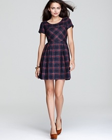 In classic tweed, Shoshanna's plaid-patterned dress gets set for fall when layered with a turtleneck tee--add a structured satchel for an academic-inspired look that's ready to hit the books. In classic tweed, Shoshanna's plaid-patterned dress gets set for fall when layered with a turtleneck tee--add a structured satchel for an academic-inspired look that's ready to hit the books.