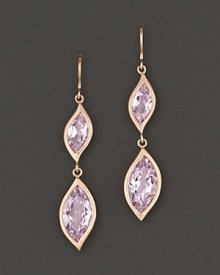 Pavé diamonds frame faceted rose of France gems, set in 18K gold leaves. By Carelle.