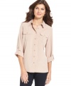 Trendy utility styling gives the easy-fitting shirt tunic a modern look, by Elementz.