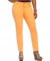 Land one of the season's coolest looks with Hot Kiss' plus size skinny jeans, featuring a neon wash!