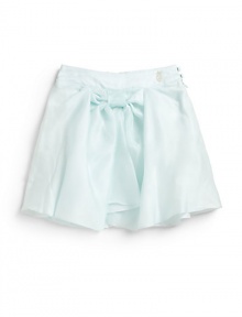 THE LOOKNarrow waistband with side button and loop closuresLogo accent at front waistbandFront bow detail with pleatsConcealed side zipperTHE MATERIALSilkCotton liningCARE & ORIGINDry cleanImported THE LOOKNarrow waistband with side button and loop closuresLogo accent at front waistbandFront bow detail with pleatsConcealed side zipperTHE MATERIALSilkCotton liningCARE & ORIGINDry cleanImported