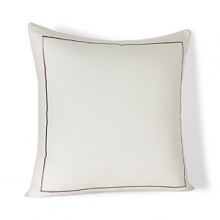 This HUGO BOSS sham exudes regal elegance in ivory cotton sateen, framed with beige barrata stitch embroidery. This HUGO BOSS sham exudes regal elegance in ivory cotton sateen, framed with beige barrata stitch embroidery.
