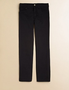 Modern basics with the five-pocket styling, straight-leg silhouette and a little stretch for a comfortable fit in a cool new hue.Front button closureWaistband with belt loopsZip flyFive-pocket styleCottonMachine washImported Modern basics with the five-pocket styling, straight-leg silhouette and a little stretch for a comfortable fit in a cool new hue.Front button closureWaistband with belt loopsZip flyFive-pocket styleCottonMachine washImported