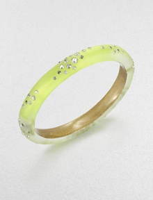 From the Lucite Wanderlust Collection. A trim bangle of hand-sculpted, hand-painted Lucite with shimmering Swarovski crystals.CrystalLuciteDiameter, about 2.5Width, about .5Hinged, with magnetic closureMade in USA From the Lucite Wanderlust Collection. A trim bangle of hand-sculpted, hand-painted Lucite with shimmering Swarovski crystals.CrystalLuciteDiameter, about 2.5Width, about .5Hinged, with magnetic closureMade in USA