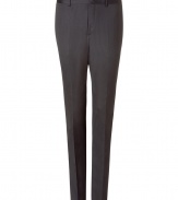 Add elegant flair to your workweek look with these classic straight leg trousers from PS Paul Smith - Flat front, belt loops, on-seam pockets, back welt pockets, crease detail - Style with a printed button down, a matching blazer, and suede ankle boots