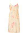 Bring summer-ready style to your party look with this lovely floral slip dress from Ralph Lauren Collection - V-neck, spaghetti straps, figure-hugging bias cut, flared skirt, all-over floral print - Pair with a loose knit cardigan and wedge sandals