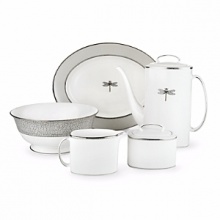 Kate Spade and Lenox join together to bring ease, elegance and understated wit to the table. June Lane is a graceful pattern adorned with a centered dragonfly design, complimented by an elegant accent plate depicting the wings of a dragonfly. Dishwasher safe. Pictured furthest left. Kate Spade and Lenox join together to bring ease, elegance and understated wit to the table. June Lane is a graceful pattern adorned with a centered dragonfly design, complimented by an elegant accent plate depicting the wings of a dragonfly. Dishwasher safe. Pictured furthest left.