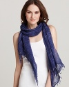 A sheer navy and subtle trim lend elegance to this Eileen Fisher scarf.