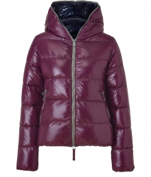 A sleek outer shell and vibrant contrast lining lend this Duvetica down jacket its sporty and stylish edge - In a lighter weight, wind- and water-resistant bordeaux polyamide with grey trim - Slim cut tapers through waist and fits close to the body for extra warmth - Full zip, hood and oversize diagonal zippered pockets at front - Perfect for cold weather casual looks - Pair with denim, leggings and cords A sleek outer shell and vibrant contrast lining lend this Duvetica down jacket its sporty and stylish edge - In a lighter weight, wind- and water-resistant bordeaux polyamide with grey trim - Slim cut tapers through waist and fits close to the body for extra warmth - Full zip, hood and oversize diagonal zippered pockets at front - Perfect for cold weather casual looks - Pair with denim, leggings and cords