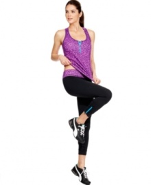 Get active in Ideology's sporty active pants, featuring a shock of color at the waistband and zippers at the hem! Get active in Ideology's sporty active pants, featuring a shock of color at the waistband and zippers at the hem!
