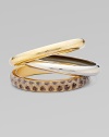 EXCLUSIVELY AT SAKS.COM. A bold set of 14k plated metal and resin covered bangles to stack along the wrist.Resin covered skin 14k plated Total width, about 2½ Made in USA Please note: Pattern may vary. 