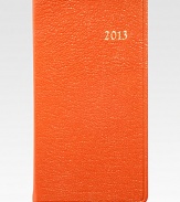 Hand-crafted, Smyth-sewn goatskin leather diary features month-at-a-view and week-at-a-view pages.Gilt-edged acid-free creamy white paperAbout 3W X 6HMade in USA