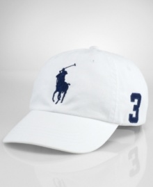 A classic baseball cap in soft cotton chino twill is accented with signature embroidery for an iconic finish. A classic baseball cap in soft cotton chino twill is accented with signature embroidery for an iconic finish.