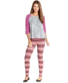 Colorfully printed leggings instantly brighten a cozy, cold-weather outfit -- get the look with this Alternative Apparel style! Pair it with all your slouchy sweaters!