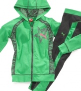 Casually cool for the ultimate laid-back style. Puma's classic hoodie gets a few added sparkles for some girly appeal.