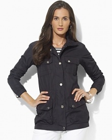 The stylish and sporty full-zip Luka jacket is rendered in lustrous microfiber with sleek hardware and plenty of pockets for lightweight protection on chillier days. The stylish and sporty full-zip Luka jacket is rendered in lustrous microfiber with sleek hardware and plenty of pockets for lightweight protection on chillier days.