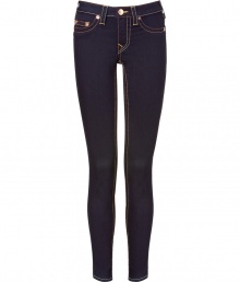 Elevate your go-to closet staples with these ultra-skinny jean leggings from True Religion - Five-pocket styling, logo detailed back pockets, slim fit, dark wash denim with contrast stitching - Style with an oversized asymmetrical tee and embellished ballet flats Elevate your go-to closet staples with these ultra-skinny jean leggings from True Religion - Five-pocket styling, logo detailed back pockets, slim fit, dark wash denim with contrast stitching - Style with an oversized asymmetrical tee and embellished ballet flats