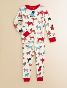 The top dogs are dressed for their wintertime walk in this delightful cotton knit print.Ribbed contrast crewneckLong sleeves with contrast ribbed cuffsElastic-waist bottoms with contrast ribbed cuffsCottonMachine washImported The top dogs are dressed for their wintertime walk in this delightful cotton knit print.Ribbed contrast crewneckLong sleeves with contrast ribbed cuffsElastic-waist bottoms with contrast ribbed cuffsCottonMachine washImported