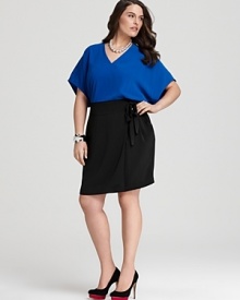DKNYC Plus Size Color Block Faux Wrap Dress DKNYC Plus Size Color Block Faux Wrap Dress