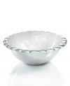 Full of surprises, this handcrafted salad bowls set from the Simply Designz collection of serveware and serving dishes features sleek, polished aluminum with a fluted edge that echoes the scalloped pattern inside. Toss and serve greens, noodles and more.