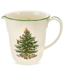 With an historic pattern starring the most cherished symbol of the season, Spode's Christmas Tree measuring jug is a festive gift to holiday baking. Cup, ounce and milliliter measurements shown inside. With an historic pattern starring the most cherished symbol of the season, Spode's Christmas Tree measuring jug is a festive gift to holiday baking. Cup, ounce and milliliter measurements shown inside.
