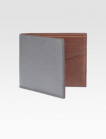 Inspired by the standard geometric graph paper, this leather credit card holder finds the balance between practicality and style.One billfold compartmentSix card slotsLeather4W x 4HImported Inspired by the standard geometric graph paper, this leather credit card holder finds the balance between practicality and style.One billfold compartmentSix card slotsLeather4W x 4HImported